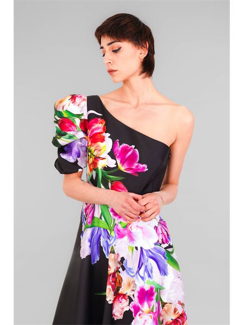 Abito in mikado fantasia D'Andrea collection | 25043B W MULTICOLOR